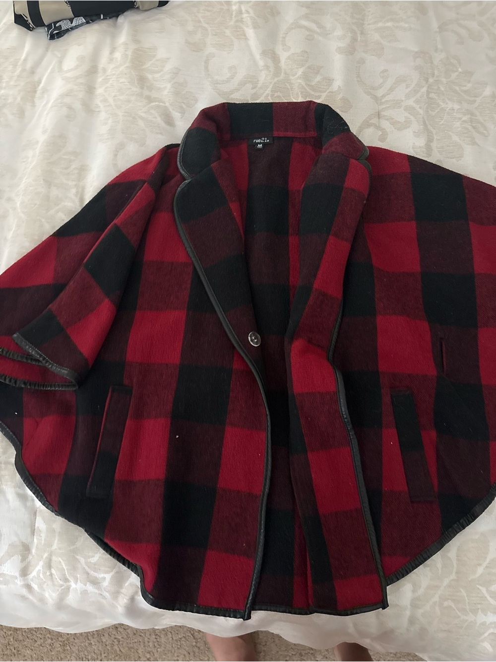 Red and Black Buffalo Plaid Cape